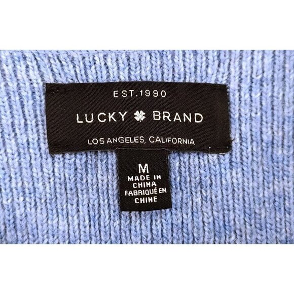 Lucky Brand Womens Pullover Sweater  Size Medium Blue Ribbed Cotton Blend - Picture 2 of 5